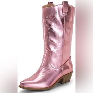 Pink Metallic Cowboy Boots, size 7.5